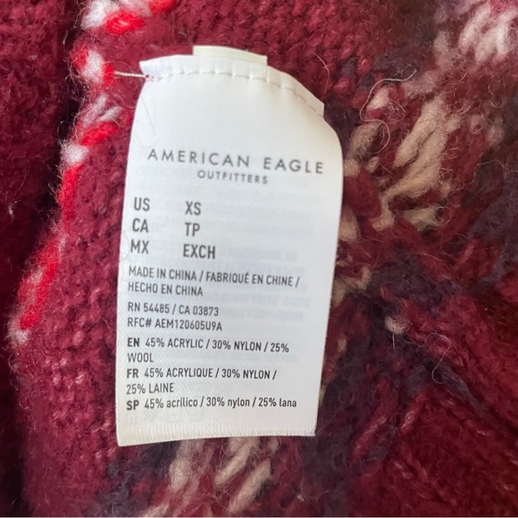 American Eagle Outfitters Maroon and White Turtleneck Sweater extra small - Picture 4 of 7